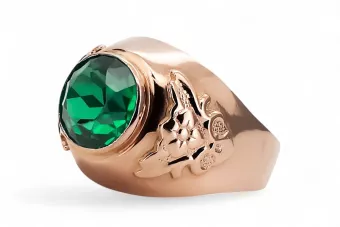 Пръстен Винтидж крафт Смарагд Оригинално ретро 14k розово злато vrc078r